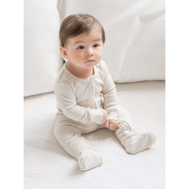 Peyton Zipper Sleeper Ivory - Footie Pajamas - 3