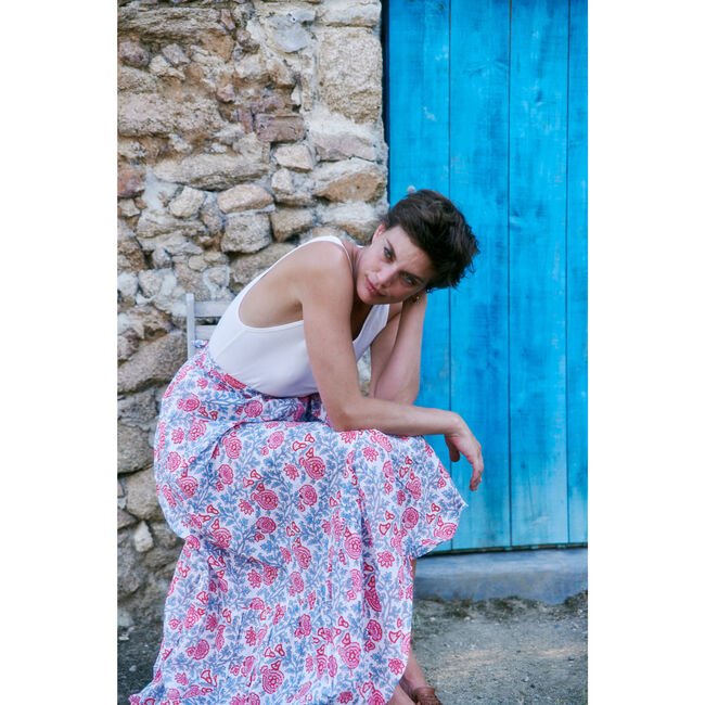 Long Wrap Skirt, Simi Print - Skirts - 2