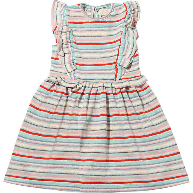 Maria Dress, Pink Aqua Terry Stripe - Dresses - 1