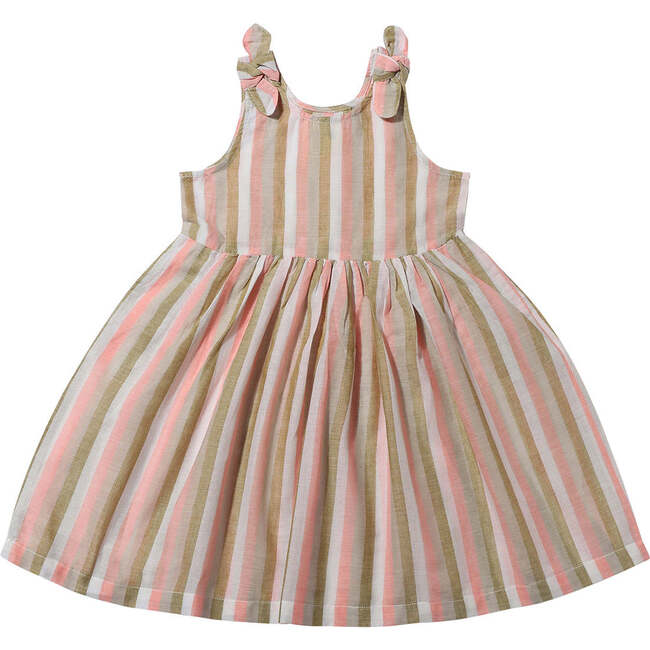 Emma Dress, Pink and Tan Stripe
