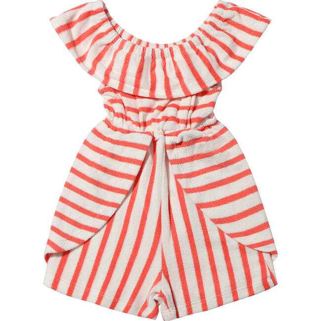 Dolly Romper, Coral Stripe Terry
