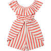 Dolly Romper, Coral Stripe Terry - Rompers - 1 - thumbnail