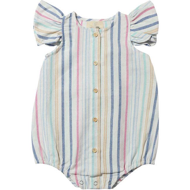 Cammie Bubble, Pink and Blue Multi Stripe - Rompers - 1