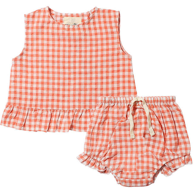 Aria Set, Coral Plaid