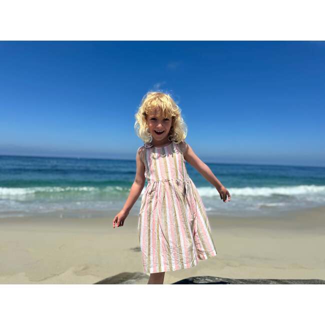 Emma Dress, Pink and Tan Stripe - Dresses - 2