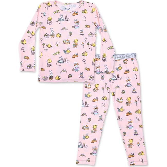 Easter Bunny Pink Bamboo Kids Pajamas, Pink