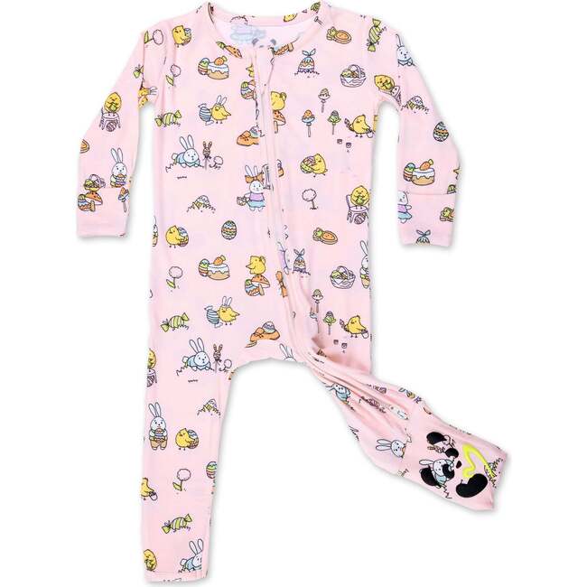 Easter Bunny Pink Bamboo Convertible Footie, Pink