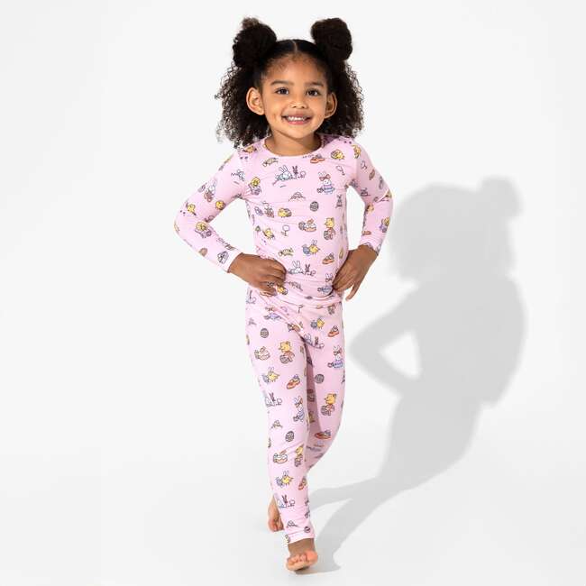 Easter Bunny Pink Bamboo Kids Pajamas, Pink - Pajamas - 4