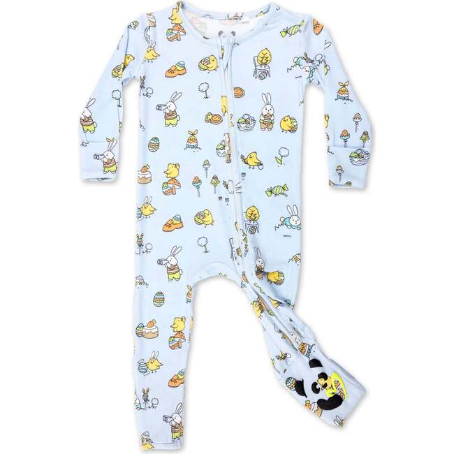 Easter Bunny Blue Bamboo Convertible Footie, Blue