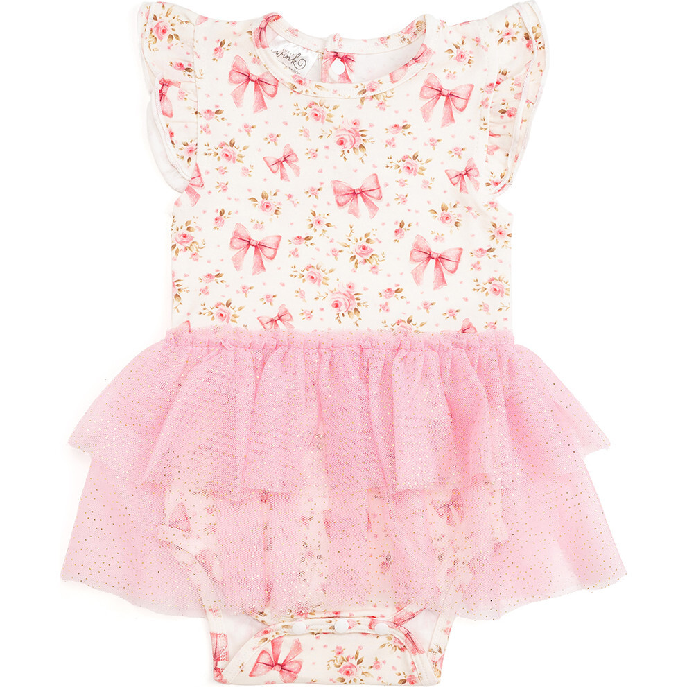 Ditsy Floral Short Sleeve Tutu Bodysuit, Multi - Onesies - 1