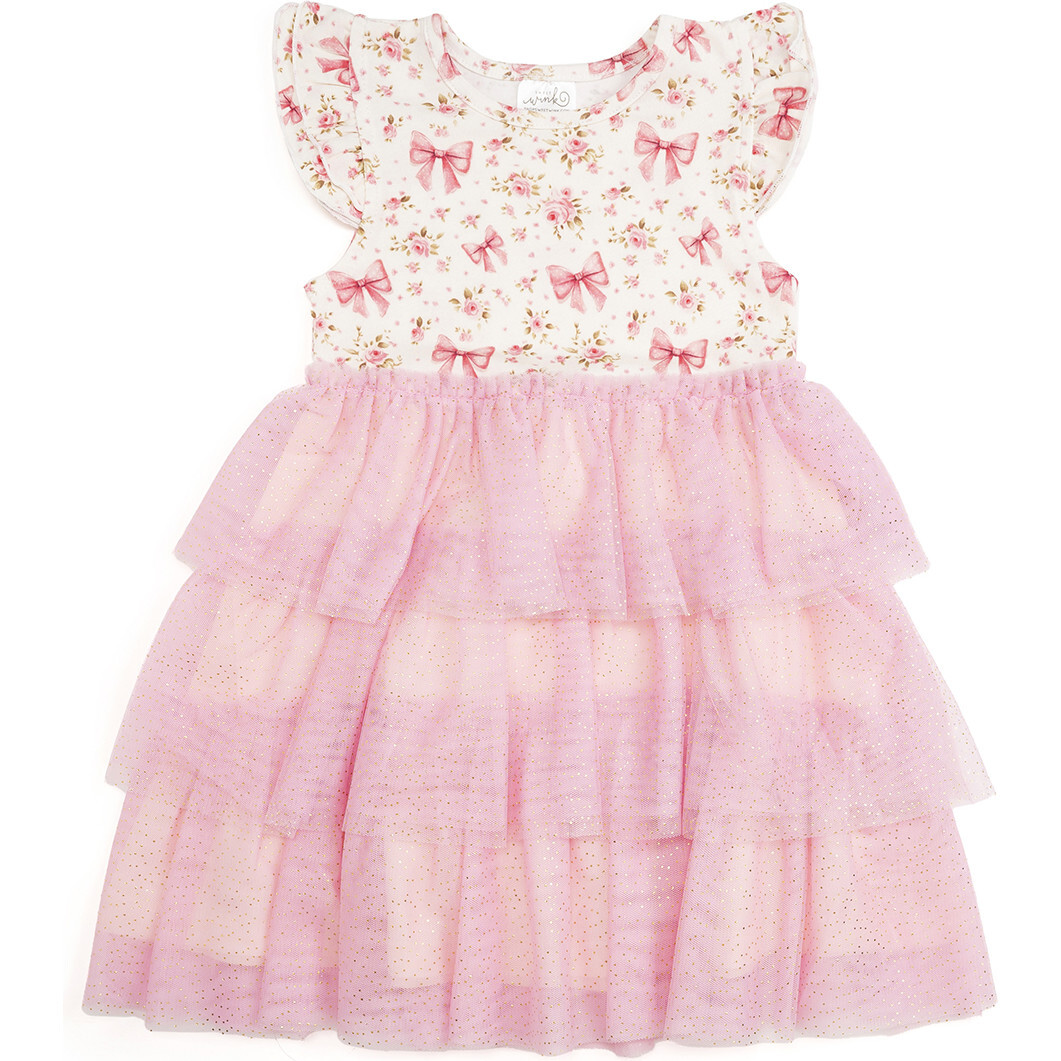 Ditsy Floral Short Sleeve Tutu Dress, Multi - Sweet Wink