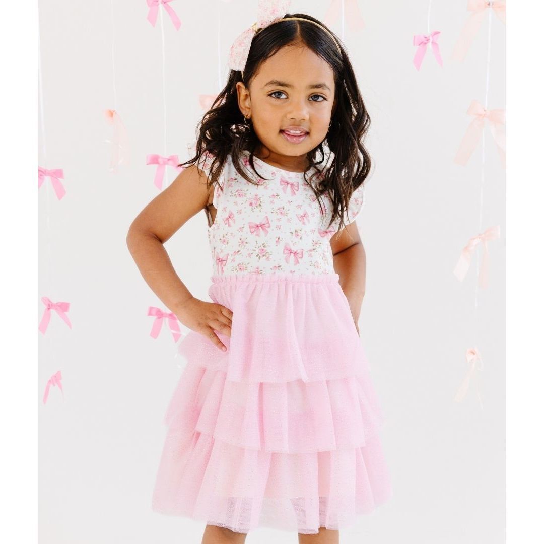 Ditsy Floral Short Sleeve Tutu Dress, Multi - Sweet Wink