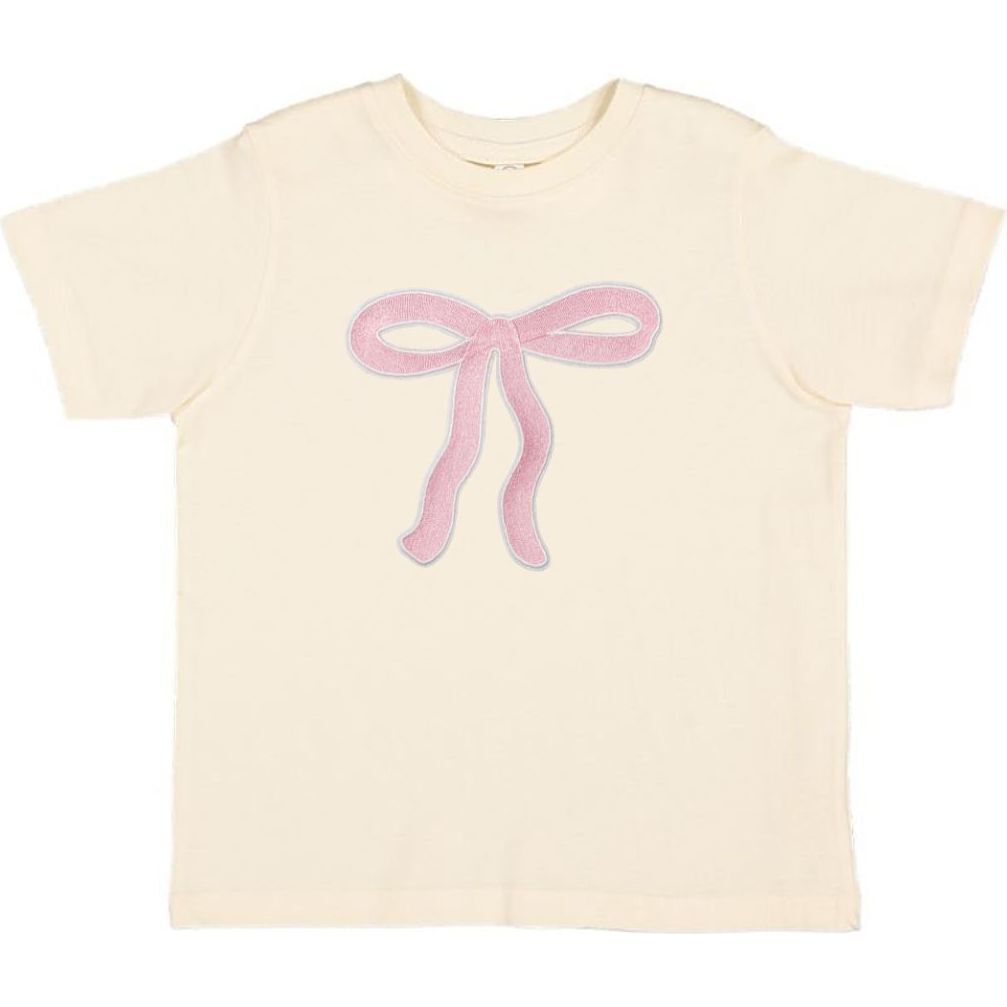 Coquette Bow Patch Short Sleeve T-Shirt, Natural - T-Shirts - 1