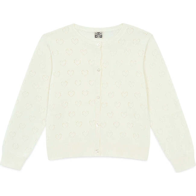 Openwork Hearts Lilou Cardigan, Ecru