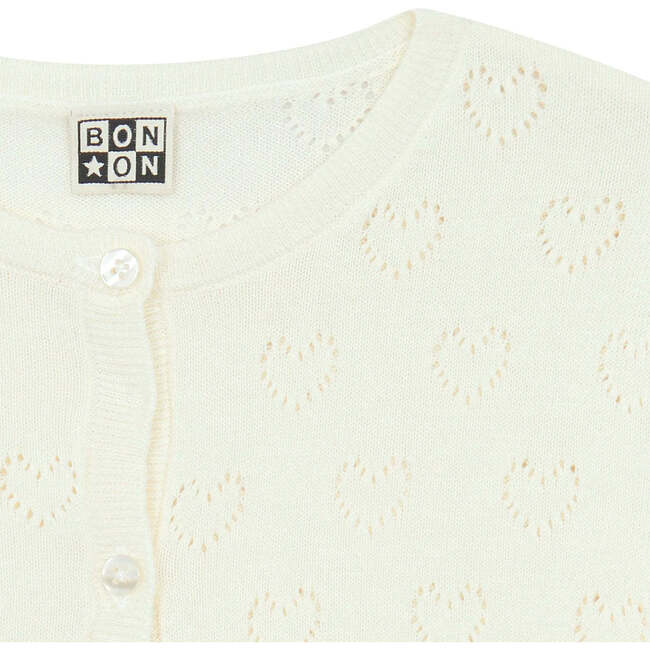 Openwork Hearts Lilou Cardigan, Ecru - Cardigans - 2