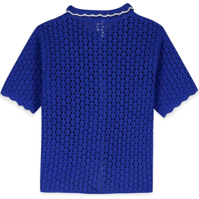 Crochet Lanza Cardigan, Coastal Blue - Cardigans - 4