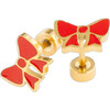 Red Bow Stud Earrings - Earrings - 1 - thumbnail