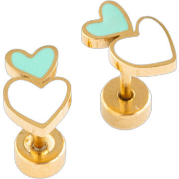 Heart Stack Stud Earrings