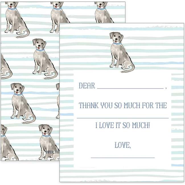 Thank You Note, Black Puppy with Blue Bow Set of Two Packages - Party Accessories - 1