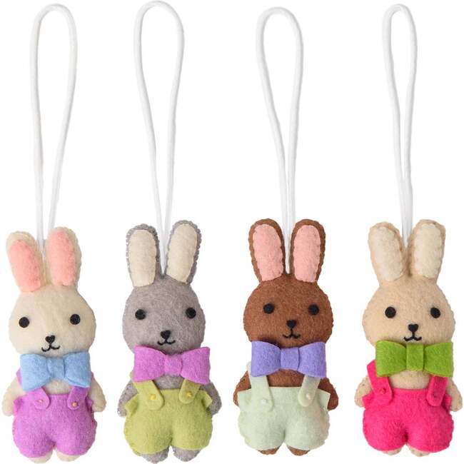 Felt Bunny Ornaments, Set of Four