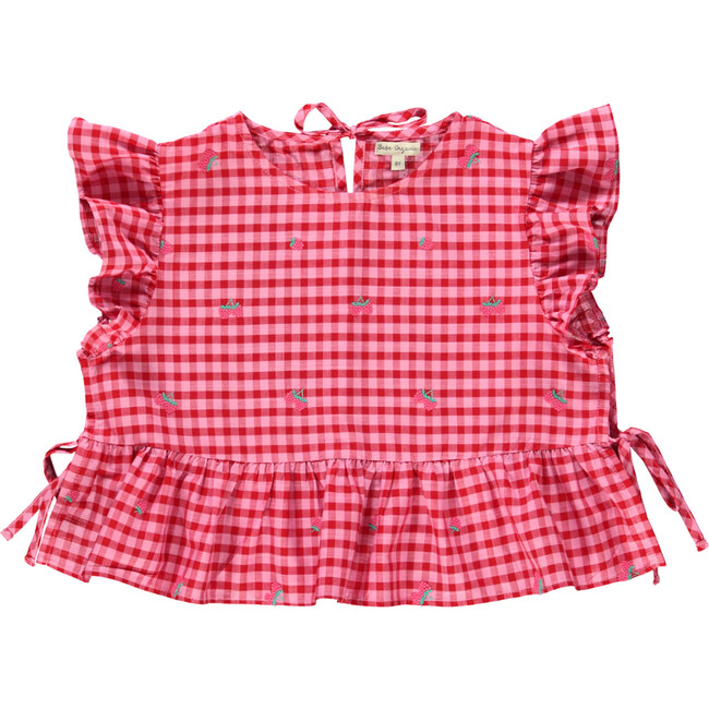 Alisa Vest, Raspberry Check - Vests - 1