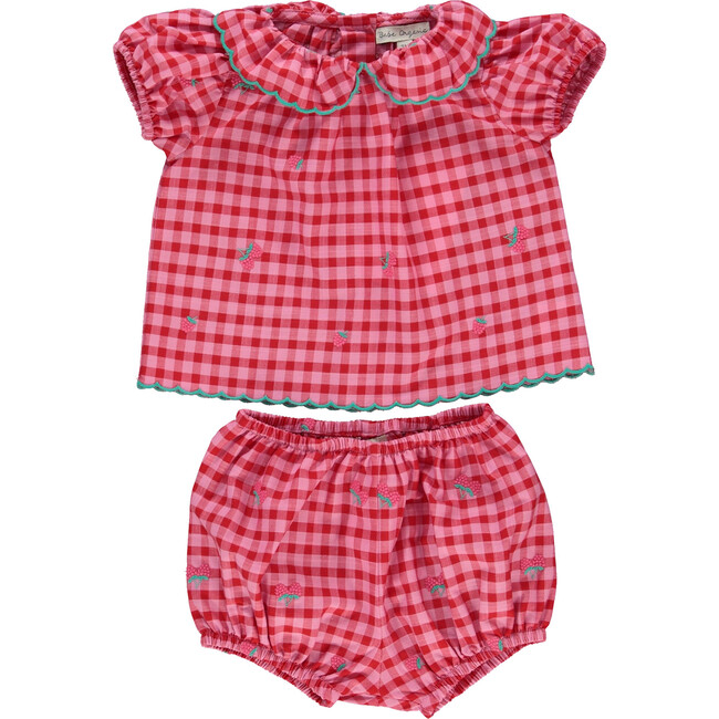 Alisa Baby Set, Raspberry Check - Mixed Apparel Set - 1