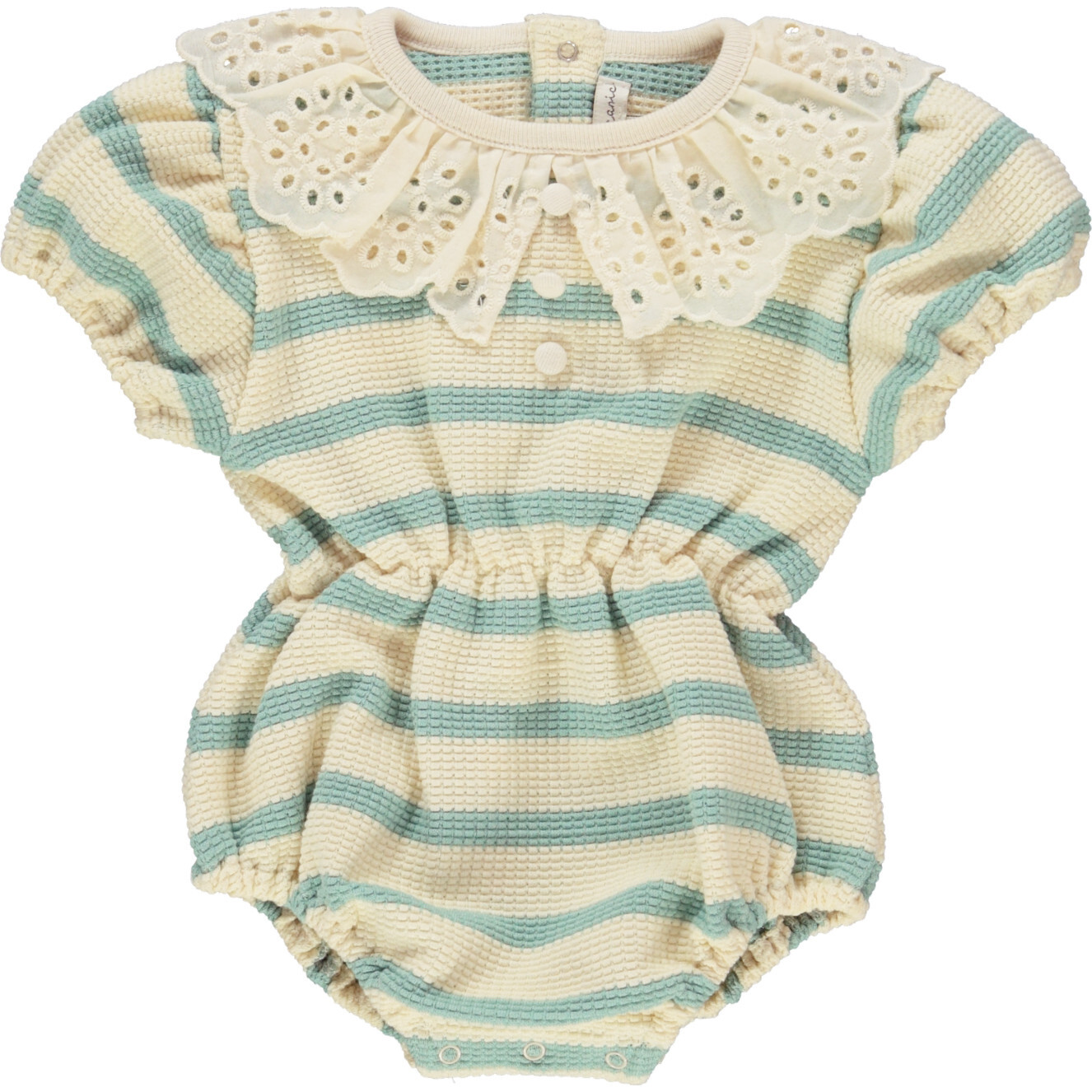 Agnes Romper, Aquamarine Stripe - Rompers - 1