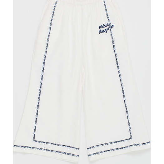 Pomegranate Embroidery Trousers, White - Pants - 1