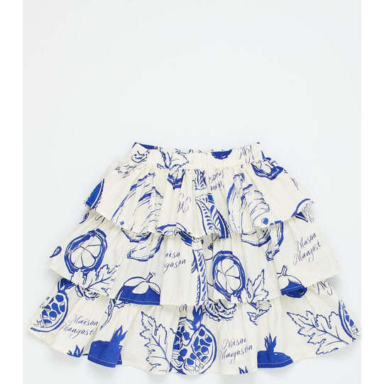 Pomegranate Skirt, White & Blue - Skirts - 3