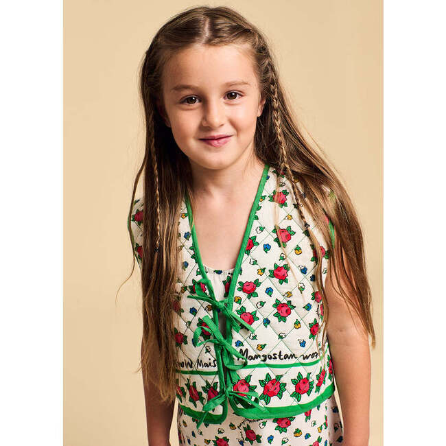 Mumbai Flowers Vest, White & Green - Vests - 2