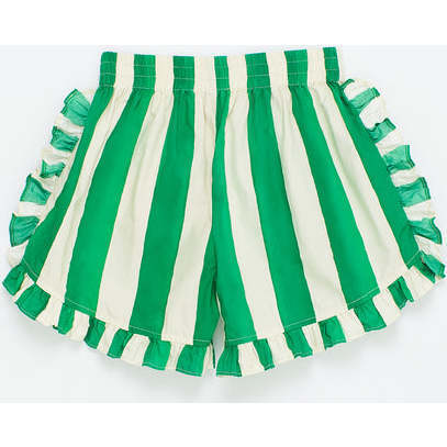 Flowers Stripes Short, White & Green - Shorts - 5