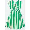 Flower Stripes Dress, White & Green - Dresses - 3