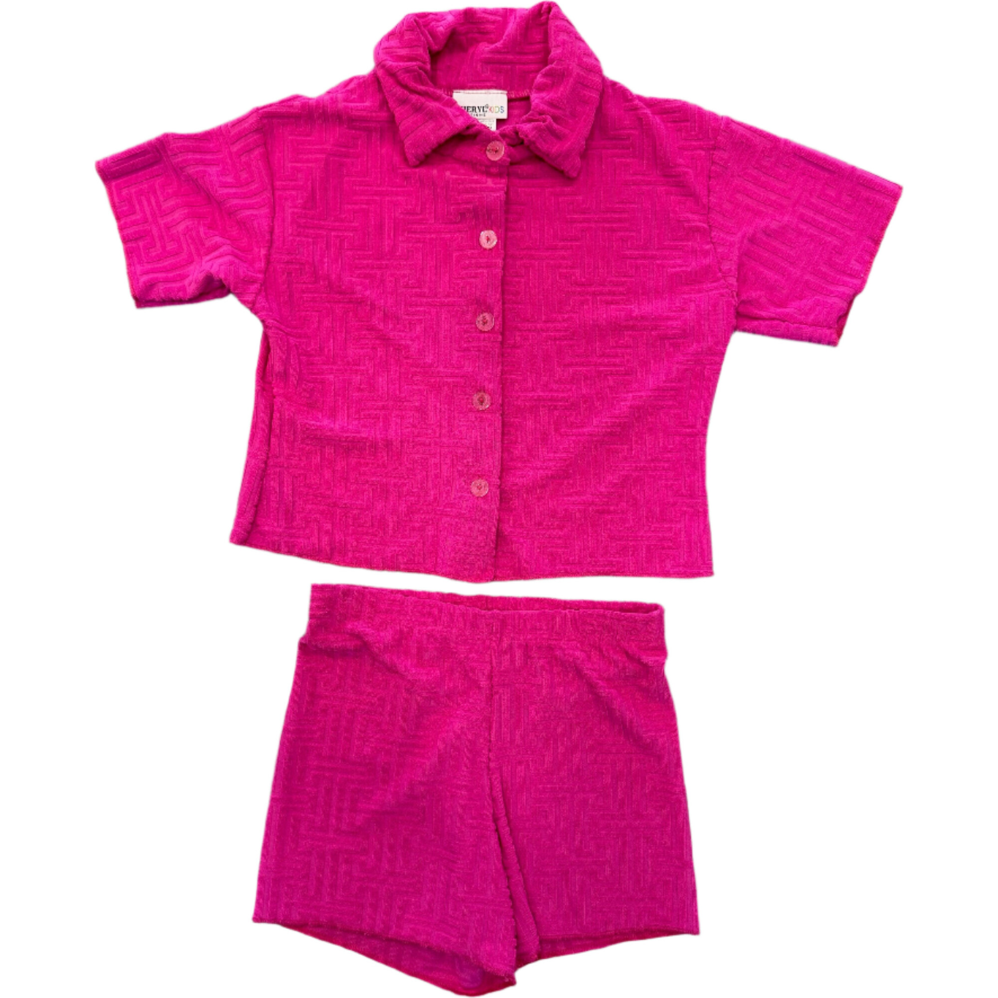Patterned 2 Piece Shorts Set, Pink - Cover-Ups - 1