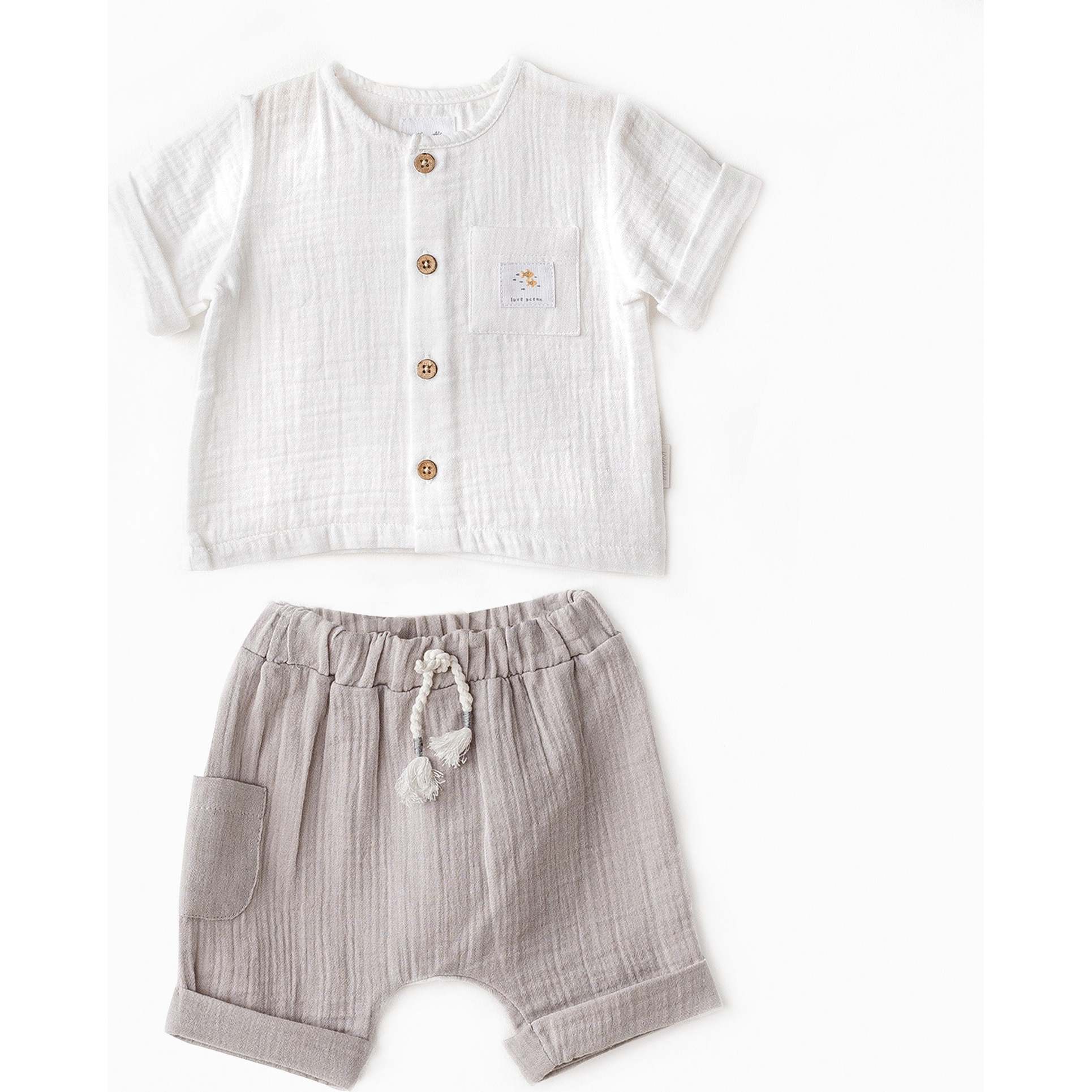 Shorts Button Outfit, Grey - Mixed Apparel Set - 1