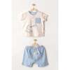 Shorts Dino Pocket T-Shirt Outfit, Blue - Mixed Apparel Set - 2