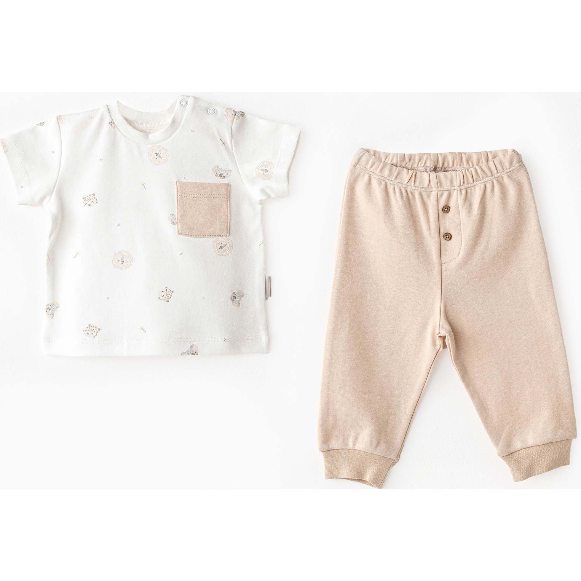 Pants Happy Animal Outfit, Beige - Mixed Apparel Set - 1