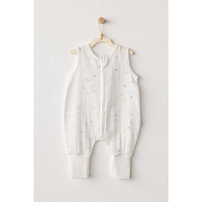 Ocean Sleeveless Muslin Romper, White - Rompers - 2