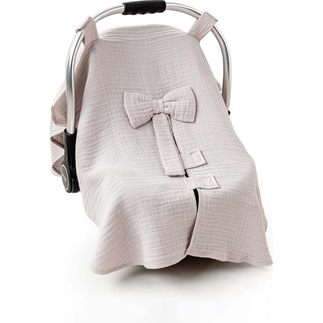 Muslin Bow Car Seat Cover, Beige