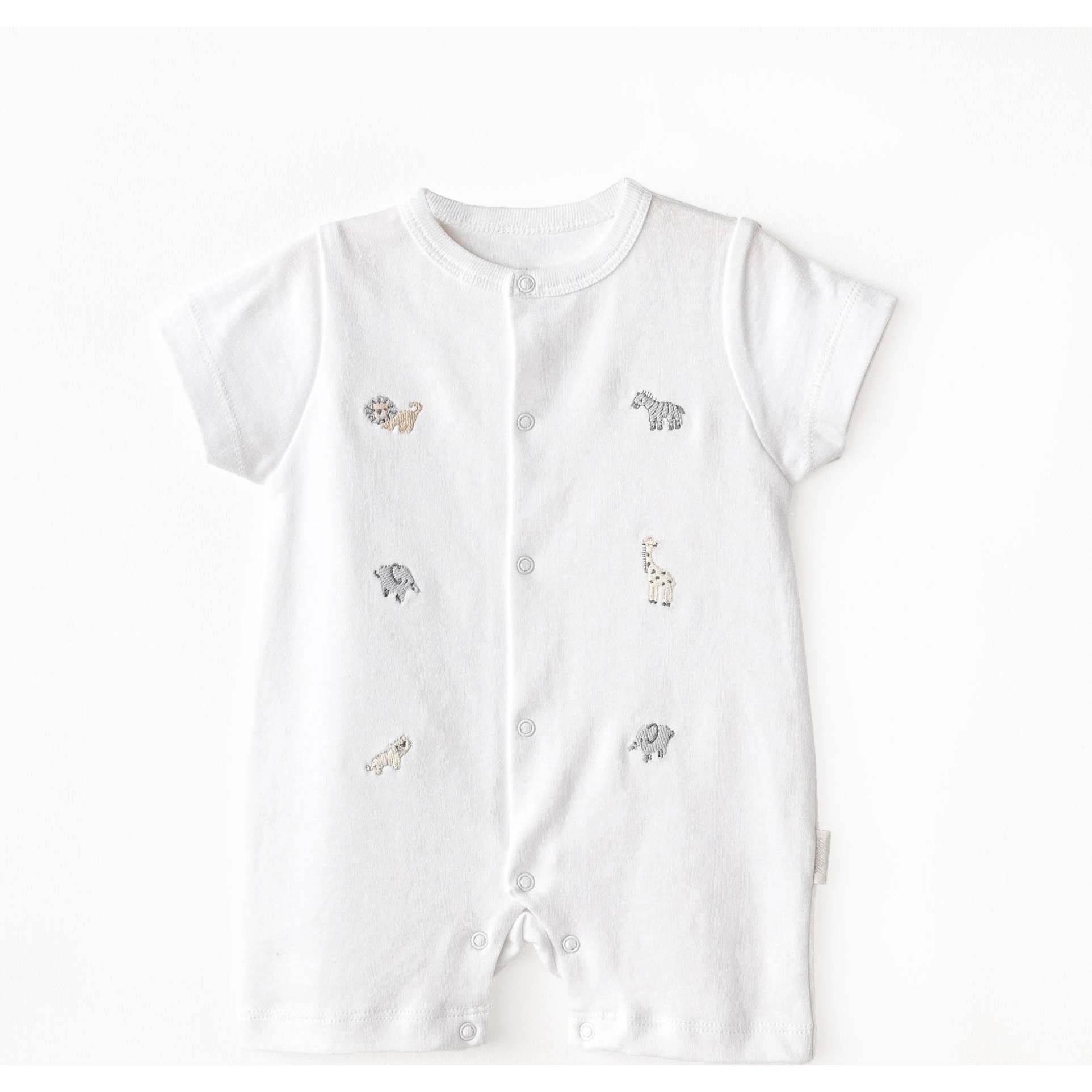 Little King Animal Romper, White - Mixed Apparel Set - 1