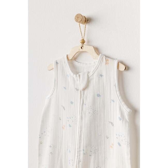 Ocean Sleeveless Muslin Romper, White - Rompers - 3