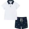 Kids Polo & Seersucker Limes Short Set, White - Mixed Apparel Set - 1 - thumbnail