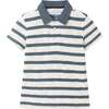 Kids Striped Textured Polo, Navy - Polo Shirts - 1 - thumbnail