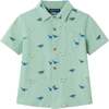 Kids Dinosaur Print Knit Buttondown, Light Green - Button Downs - 1 - thumbnail