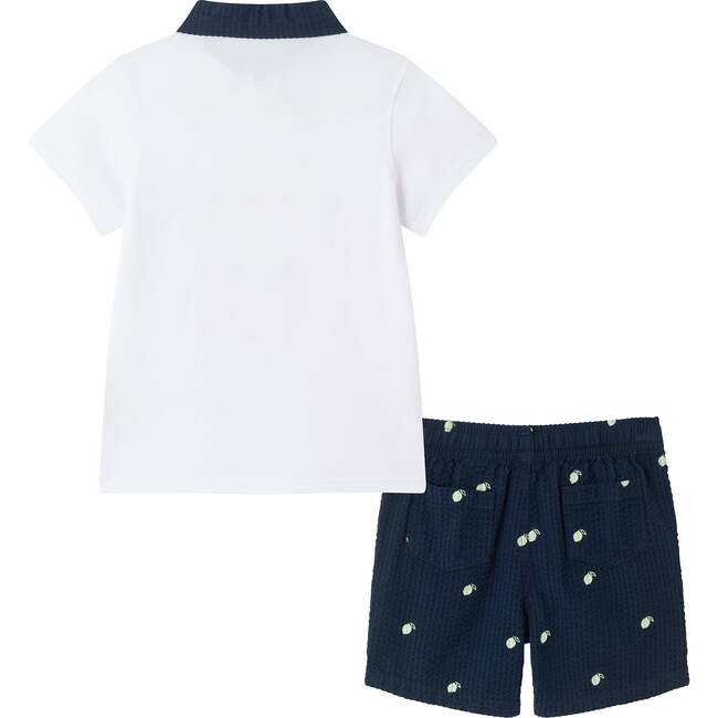 Kids Polo & Seersucker Limes Short Set, White - Mixed Apparel Set - 2