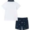 Kids Polo & Seersucker Limes Short Set, White - Mixed Apparel Set - 2