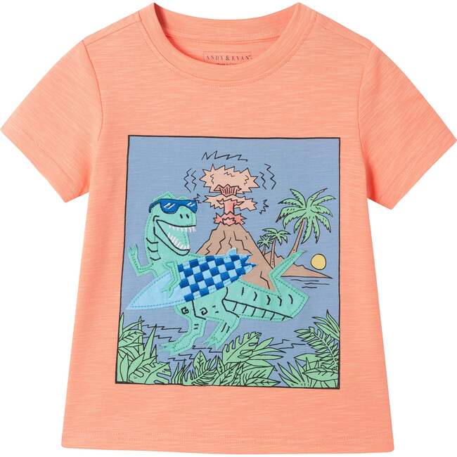 Kids AppliquÃ© Dino Graphic Tee, Orange - T-Shirts - 1