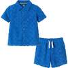 Kids Check Textured Terry Set, Blue Check - Mixed Apparel Set - 1 - thumbnail