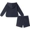 Kids Textured Hoodie Lounge Set w/ Shark Patch Set, Navy - Mixed Apparel Set - 2