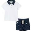 Infant Polo & Seersucker Limes Short Set, White - Mixed Apparel Set - 1 - thumbnail