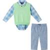 Infant Sweater Vest  Set, Lt Green - Mixed Apparel Set - 1 - thumbnail